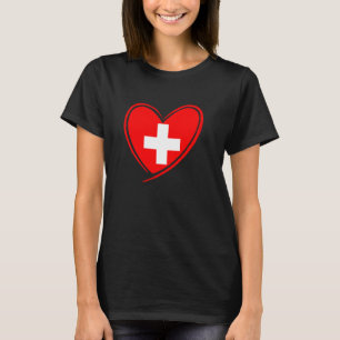 Schweiz Herz Schweizer Flagge Patriotische Männer T-Shirt