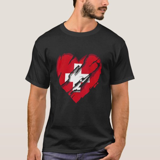 Schweiz Herz Schweizer Flagge Schweizer Preis 1 T-Shirt (Vorderseite)