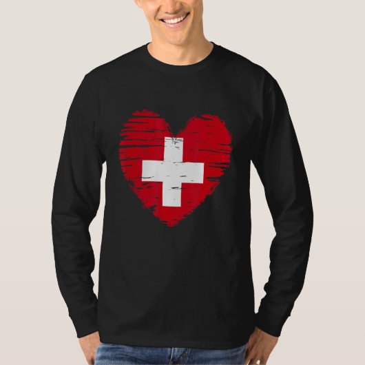 Schweiz Herz Schweizer Flagge Schweizer Preis T-Shirt (Vorderseite)