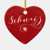 Schweiz Herz, Weihnachtsbaumschmuck, Schweiz Keramik Ornament (Vorne)