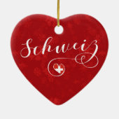 Schweiz Herz, Weihnachtsbaumschmuck, Schweiz Keramik Ornament (Hinten)