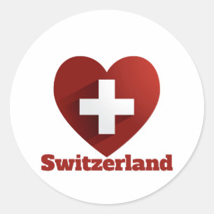 Schweiz - Herzenflagge Runder Aufkleber