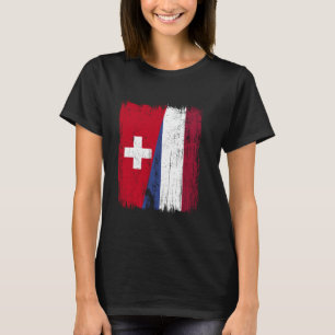 Schweiz Holland Halbe Flagge Schweizer Niederländi T-Shirt