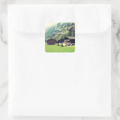 Schweiz Hütten Quadratischer Aufkleber (Tasche)