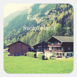 Schweiz Hütten Quadratischer Aufkleber