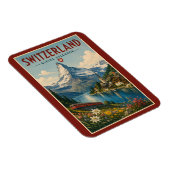 Schweiz Illustration Reise Kunst Vintage Magnet (Rechte Seite)