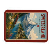 Schweiz Illustration Reise Kunst Vintage Magnet (Horizontal)