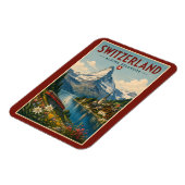 Schweiz Illustration Reise Kunst Vintage Magnet (Linke Seite)