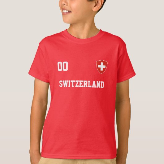 Schweiz Individuelle Name und Anzahl Fußball T-Shirt (Vorderseite)