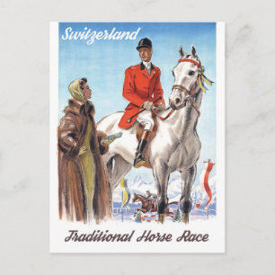 Schweiz, Jockey auf dem Pferd, Vintag Postkarte