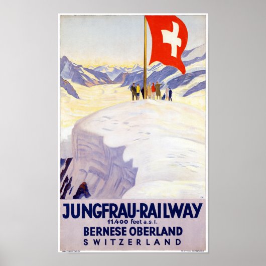 Schweiz Jungfrau Eisenbahn Vintage Poster (Vorne)