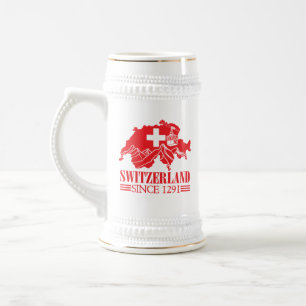 Schweiz Karte Flag Seit 1291 Berge Bierglas