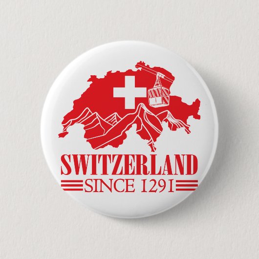 Schweiz Karte Flag Seit 1291 Berge Button (Vorderseite)