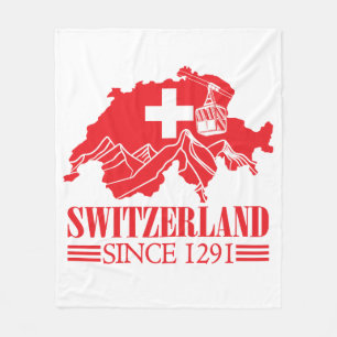 Schweiz Karte Flag Seit 1291 Berge Fleecedecke
