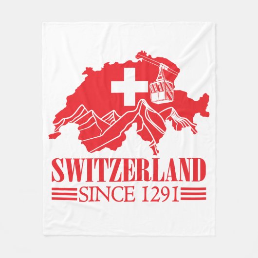 Schweiz Karte Flag Seit 1291 Berge Fleecedecke (Vorderseite)