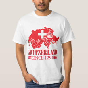 Schweiz Karte Flag Seit 1291 Berge T-Shirt