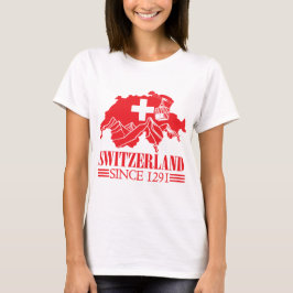 Schweiz Karte Flag Seit 1291 Berge T-Shirt