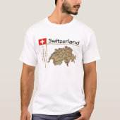 Schweiz Karte + Flagge + T - Shirt (Vorderseite)