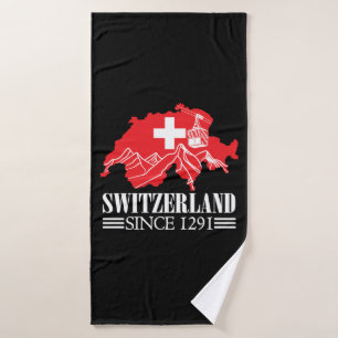 Schweiz Karte Seit 1291 Berge Schweizer Flagge Badehandtuch