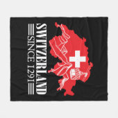 Schweiz Karte Seit 1291 Berge Schweizer Flagge Fleecedecke (Vorderseite (Horizontal))