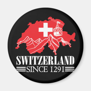 Schweiz Karte Seit 1291 Berge Schweizer Flagge Magnet