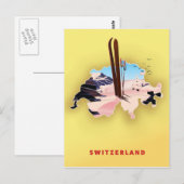 Schweiz Karte Skifahrplakat. (Vorne/Hinten)