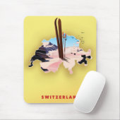 Schweiz Karte Skifahrplakat. Mousepad (Mit Mouse)