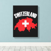 Schweiz-Kartenflagge Leinwanddruck (Insitu (Holzboden))