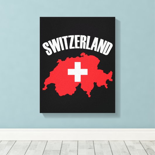 Schweiz-Kartenflagge Leinwanddruck (Insitu (Holzboden))