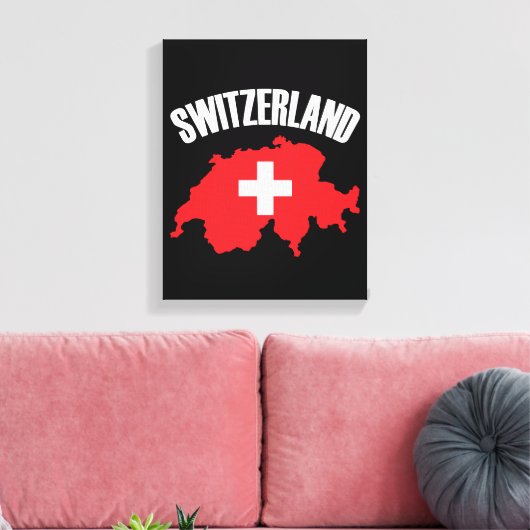 Schweiz-Kartenflagge Leinwanddruck (Insitu (Wohnzimmer))