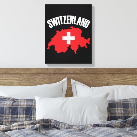 Schweiz-Kartenflagge Leinwanddruck (Insitu (Schlafzimmer))