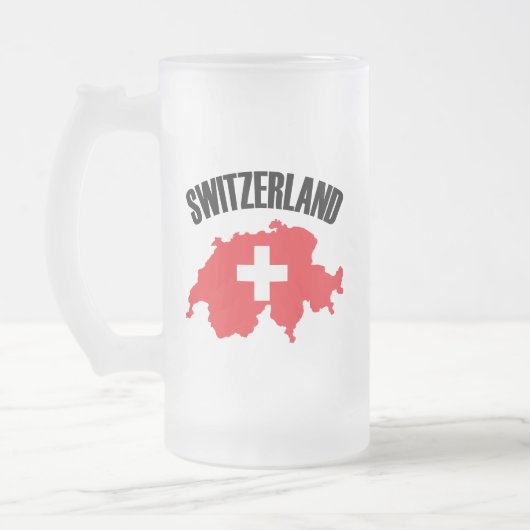 Schweiz-Kartenflagge Mattglas Bierglas (Links)