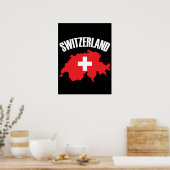 Schweiz-Kartenflagge Poster (Küche)