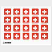 Schweiz Land Flaggen Symbol Name Text swiss Quadratischer Aufkleber (Blatt)