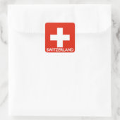 Schweiz Land Flaggen Symbol Name Text swiss Quadratischer Aufkleber (Tasche)