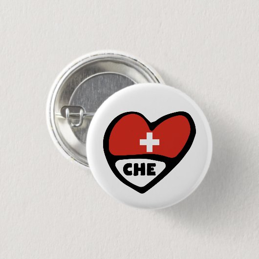 Schweiz Ländercode Flag Herzstück Button Abzeichen (Vorne & Hinten)