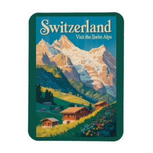 Schweiz Landschaft Illustration Reise Kunst Magnet