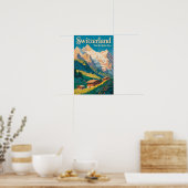 Schweiz Landschaft Illustration Reise Kunst Poster (Küche)