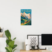 Schweiz Landschaft Illustration Reise Kunst Poster (Heimbüro)