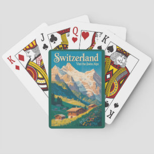 Schweiz Landschaft Illustration Reise Kunst Spielkarten