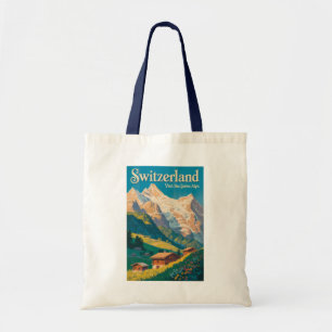 Schweiz Landschaft Illustration Reise Kunst Tragetasche