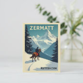 Schweiz Matterhorn Schweizer Alpen Vintage Reise Postkarte (Stehend Vorderseite)