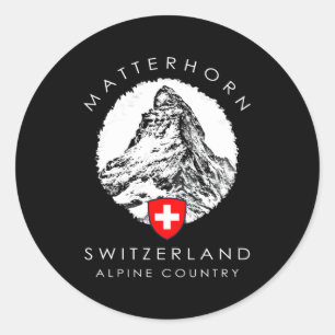 Schweiz Matterhorn Xo4U Original Runder Aufkleber