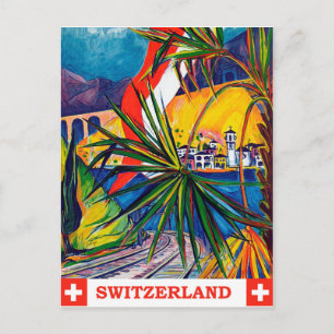 Schweiz mit dem Zug, Vintage-Reise Postkarte