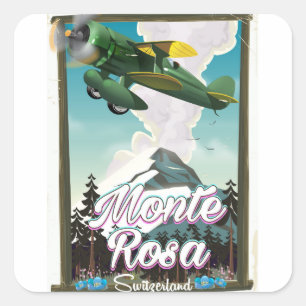 Schweiz Monta Rosa Reiseplakat Quadratischer Aufkleber