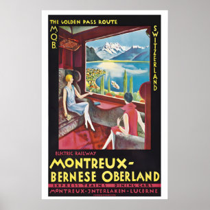 Schweiz Montreux Berner Oberland mit Elektro Poster