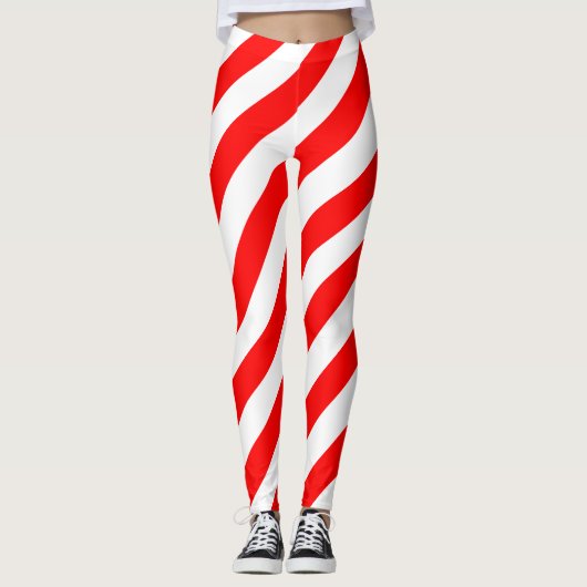 Schweiz Nationale Flaggenfarben diagonal gestreift Leggings (Vorderseite)