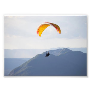 Schweiz Paraglider Orange Foto Print