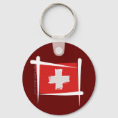 Schweiz Pinselflagge Schlüsselanhänger (Vorderseite)