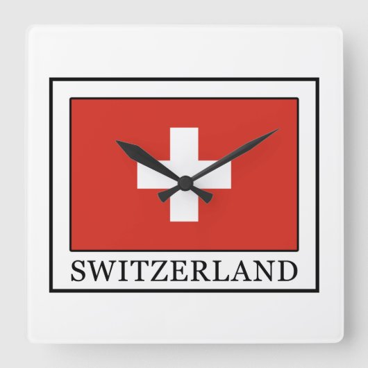 Schweiz Quadratische Wanduhr (Vorderseite)